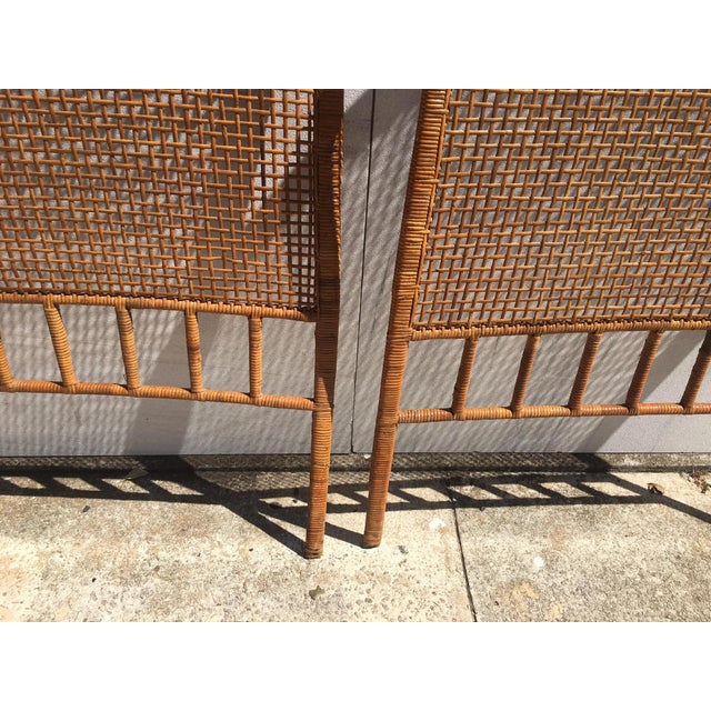 Cinnamon Pair Mid Century Modern Arched Twin Rattan and Cane Headboards For Sale - Image 8 of 8