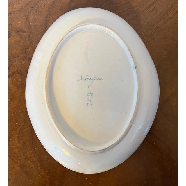 Yellow Antique 18th Century Derby Porcelain Botanical Dessert Dish Named Specimen by John Brewer - Narcissus or Daffodil on Yellow Ground - Pattern 216 For Sale - Image 8 of 10