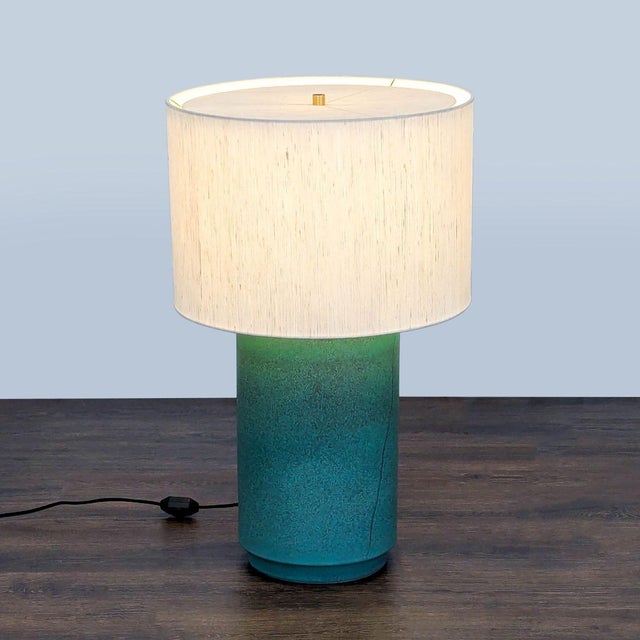 Modern Cb2 Rosalind Modern Table Lamp With White Shade and Green Gradient Base For Sale - Image 3 of 9
