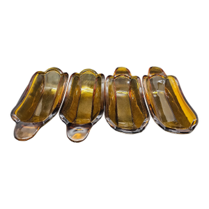 Set of 4 Vintage Indiana Glass Amber Banana Split or Ice Cream Sundae Boats