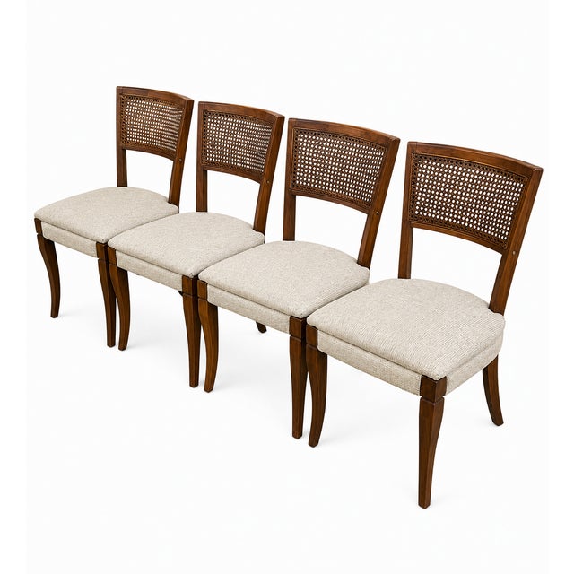 1950s Vintage Mid-Century Modern Expandable Dining Set With Cane Back Chairs For Sale - Image 5 of 10