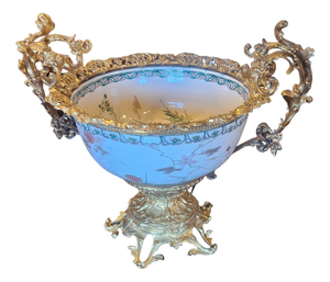 Monumental Bronze and Porcelain Bowl