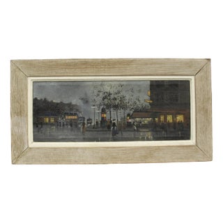 Animated View of Paris in the Evening, 1900, Oil on Canvas, Framed For Sale