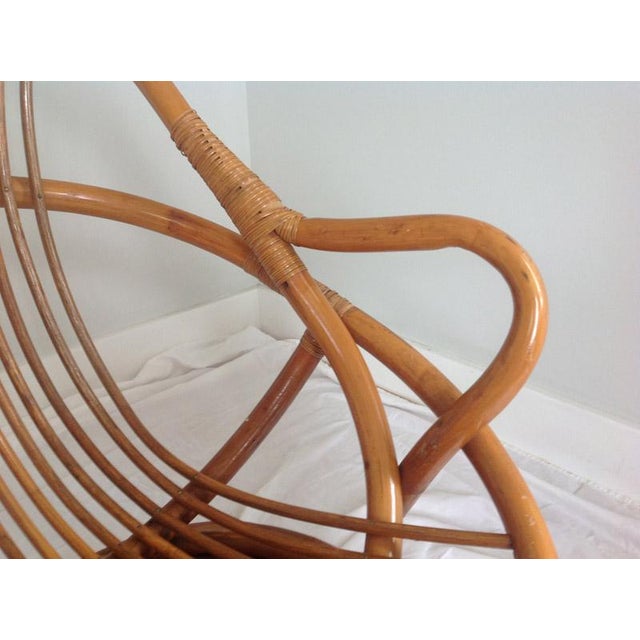 Vintage Rattan Bamboo Swivel Rocker Lounge Chair | Chairish