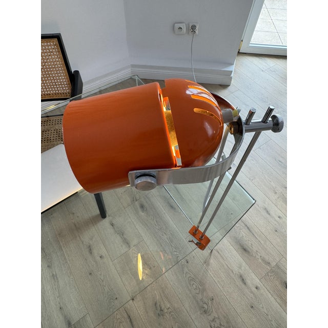 Vintage Space Age Desk Lamp in Orange & Chrome attributed to Stanislav Indra, 1970s For Sale - Image 4 of 11