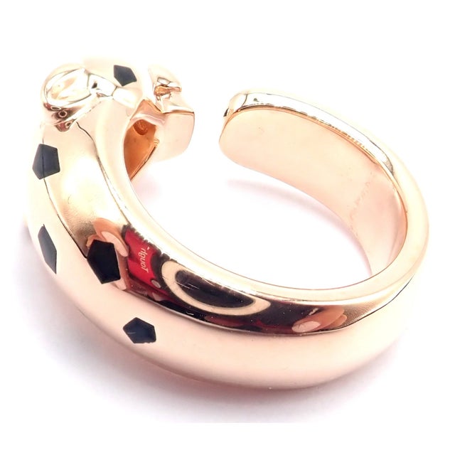 Cartier Cartier Panther Panthere Rose Gold Lacquer Tsavorite Ring Cert, Size 6.25 For Sale - Image 4 of 10