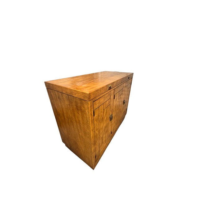 1970s Vintage Drexel Heritage Expandable Rolling Bar Cabinet For Sale - Image 9 of 12