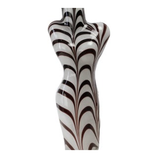 Vintage Murano Style Art Glass White W/Brown Zebra Womans Bust Large Glass Vase For Sale