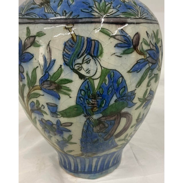 Ceramic Large Antique Islamic Persian Qajar Glazed Ceramic Vase For Sale - Image 7 of 12