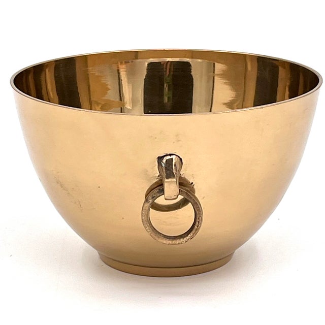 Brass Vintage 1960s Brass Bowl With Elephant Head Rings, Mid-Century Ice Bucket or Planter For Sale - Image 8 of 9