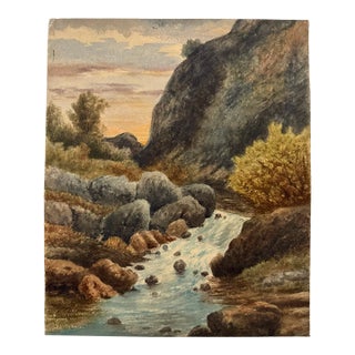 Early 20th Century Attributed to Frank Henry Mason Rocky Mountain Stream Landscape Watercolor For Sale