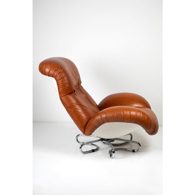 Brown Set of Leather Armchairs attributed to Bruno Gecchelin, 1961 For Sale - Image 8 of 12