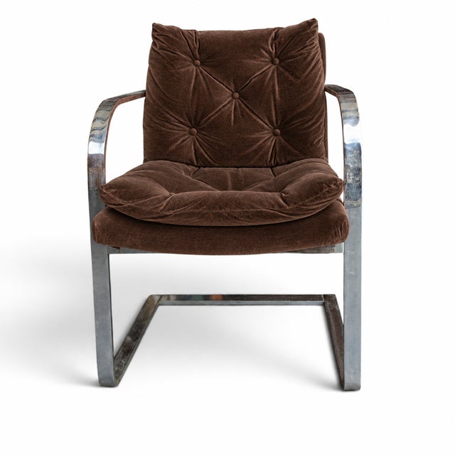 Metal Vintage Chrome-Finish Steel Cantilever Lounge Chair in Orange Vinyl For Sale - Image 7 of 9