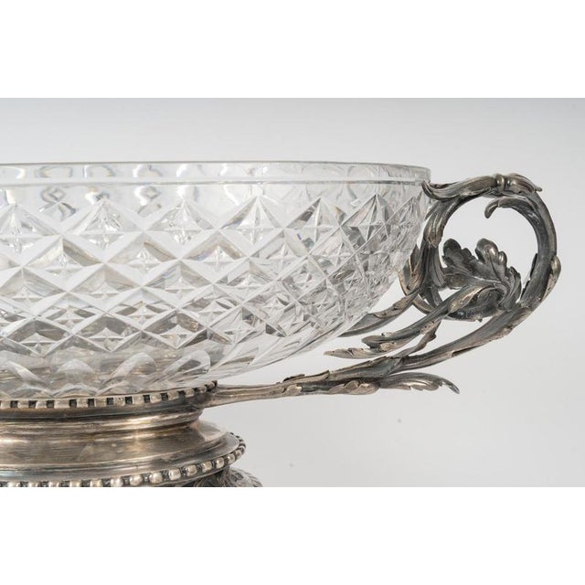 Large Napoleon III Crystal and Silver-Plated Bronze Bowl, 1800s For Sale - Image 3 of 9