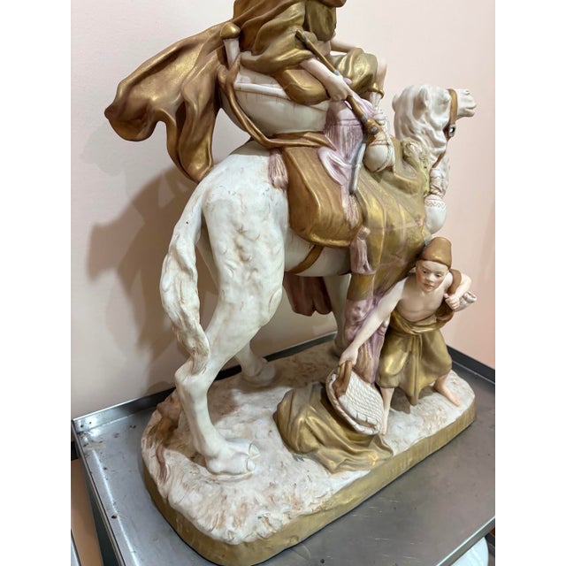 Camel Royal Dux Chzechoslovakia Huge Camel W/ Rider Porcelain Statue For Sale - Image 8 of 8