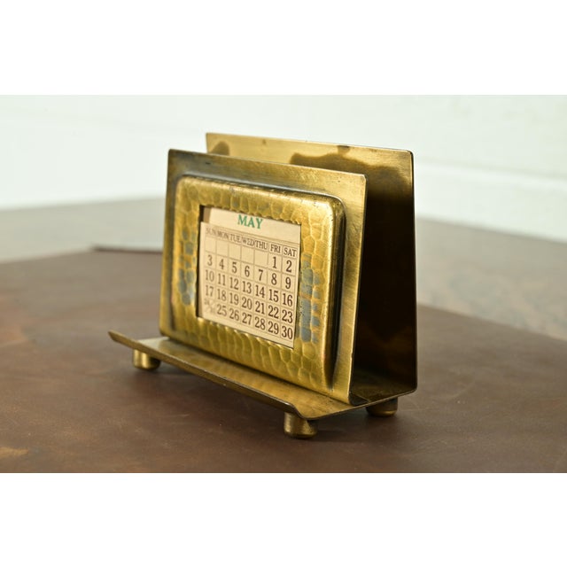 Roycroft Arts & Crafts Brass Finished Hammered Copper Letter Rack With Calendar Frame or Picture Frame For Sale - Image 16 of 16