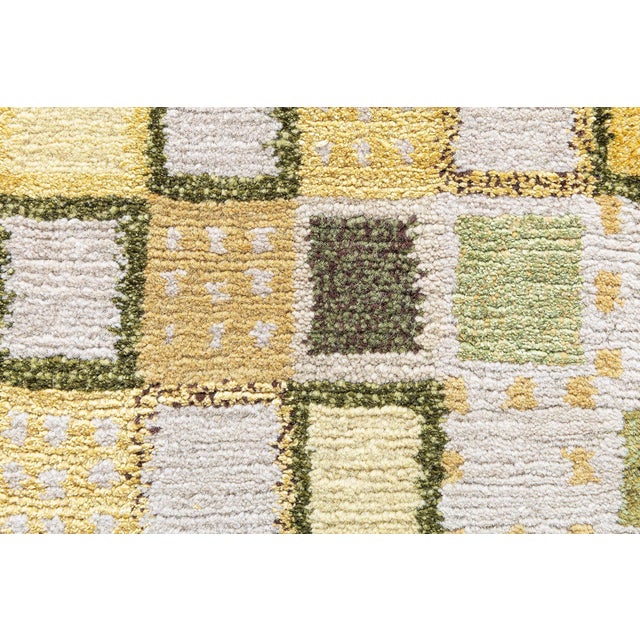 Modern Swedish Geometric Hand-Knotted Silk and Wool Pile Rug by Doris Leslie Blau Size: 8'10" × 11'9" (269 × 358 cm)...