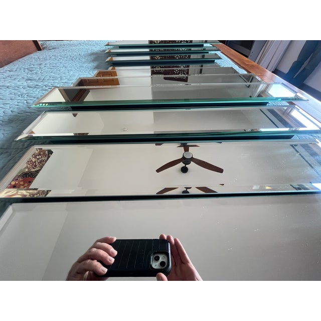 1980s Large Classic Modernist Mid-Century Modern 13 Paneled Beveled Glass Mirror. For Sale - Image 5 of 5