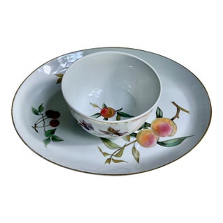 Mid 20th Century Royal Worcester Evesham Gold Platter & Bowl For Sale