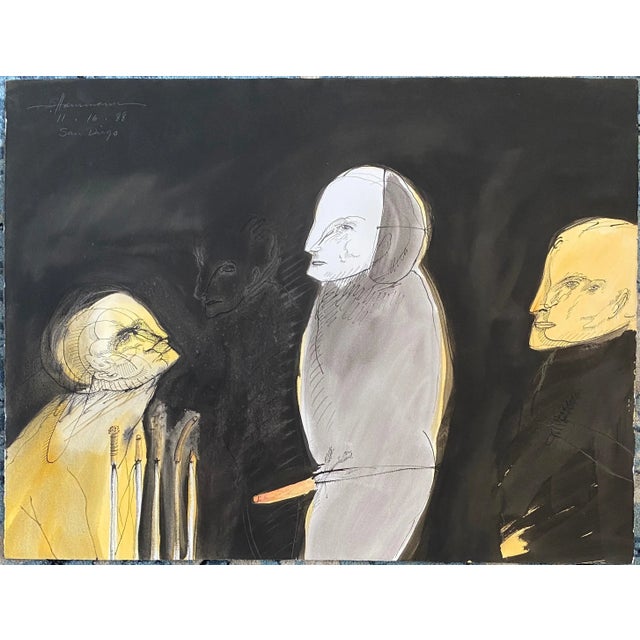 Gary Hansmann, Modern Figurative Surrealism Watercolor, Drawing - "The Dressers", 1988 For Sale - Image 11 of 11