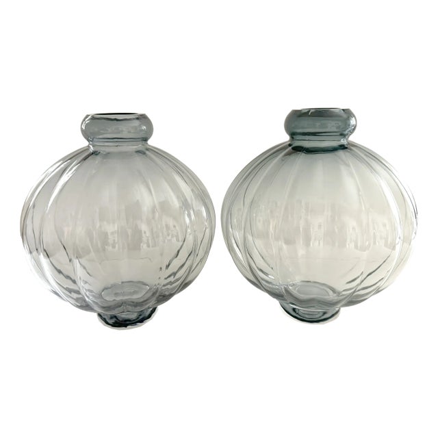 Pair of Louise Rose Balloon Vase 01 Glass in Blue For Sale