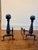 Traditional Vintage Black Cast Iron Cannonball Fireplace Andirons – A Pair For Sale - Image 3 of 8