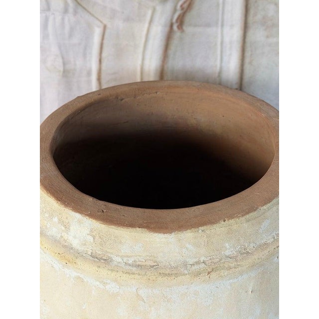 Whitewashed Terracotta Storage Vessel With Ribbed Form For Sale - Image 9 of 10