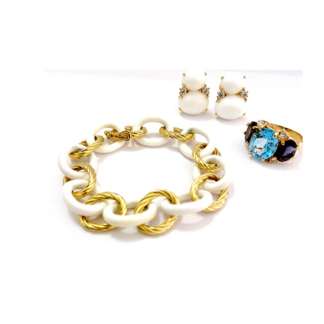 Christina Addison Tiger's Eye Gold Link Bracelet For Sale - Image 12 of 12