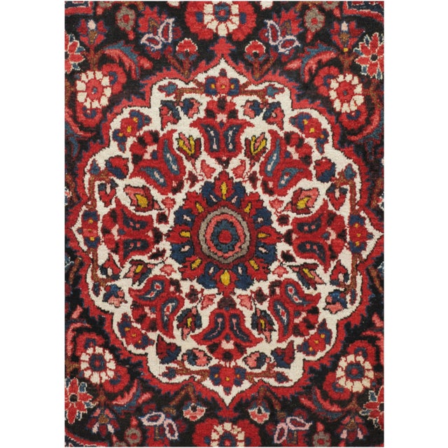 Textile Vintage Circa 1940 Baktiari Wool Rug 6'9 X 10'1 For Sale - Image 7 of 7
