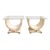 Vintage Molded Pencil Reed Faux Marble Betty Cobonpue U Shaped Mid Century Modern Side Tables - A Pair For Sale
