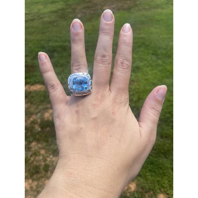 Jh Kali Collection Blue Topaz Statement Ring, Sterling Silver, Ring Size 6 For Sale In Greensboro - Image 6 of 6