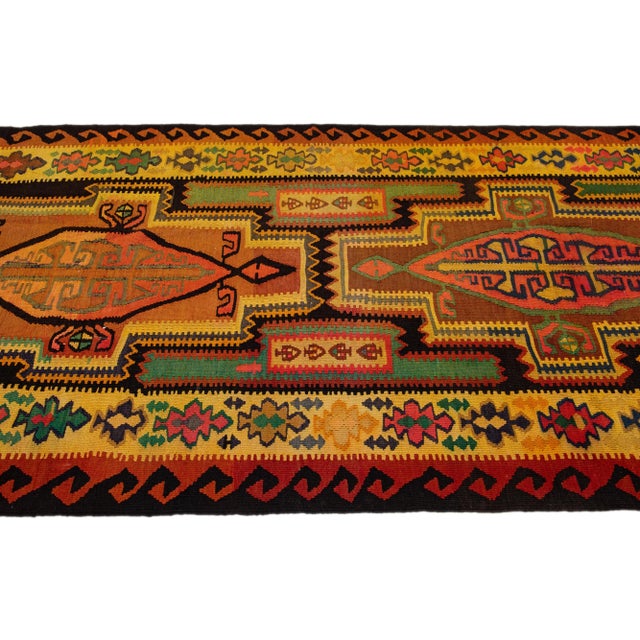 1960s Mid-20th Century Turkish Kilim Multicolor Handmade Tribal Wool Rug For Sale - Image 5 of 8