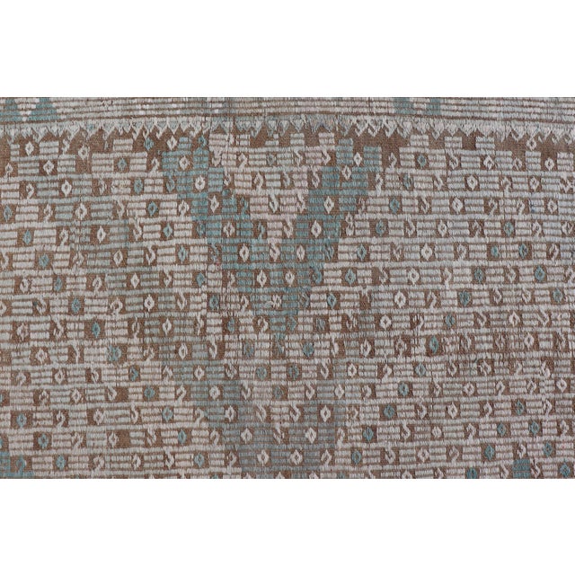 Vintage Turkish Embroidered Flat-Weave Rug With Geometric Design For Sale - Image 11 of 13