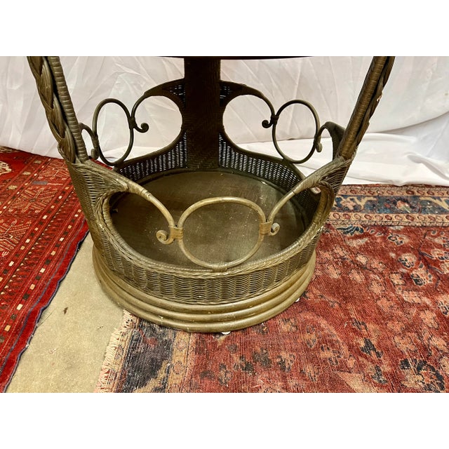 Early 20th Century 76” Tall Early 20th Century Rattan Round Cabinet Display For Sale - Image 5 of 10