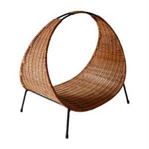 Large Mid-Century Modern Italian Wicker Magazine Rack or Stand, 1960s