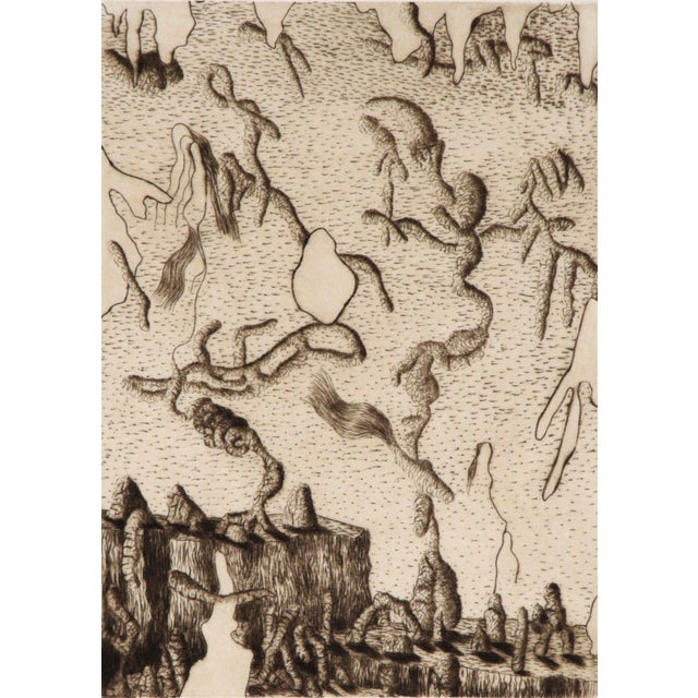 "One mile left" - 1976 Surrealist Lithograph on Paper 1976 surrealist lithograph on paper titled "One mile left" by Jim...