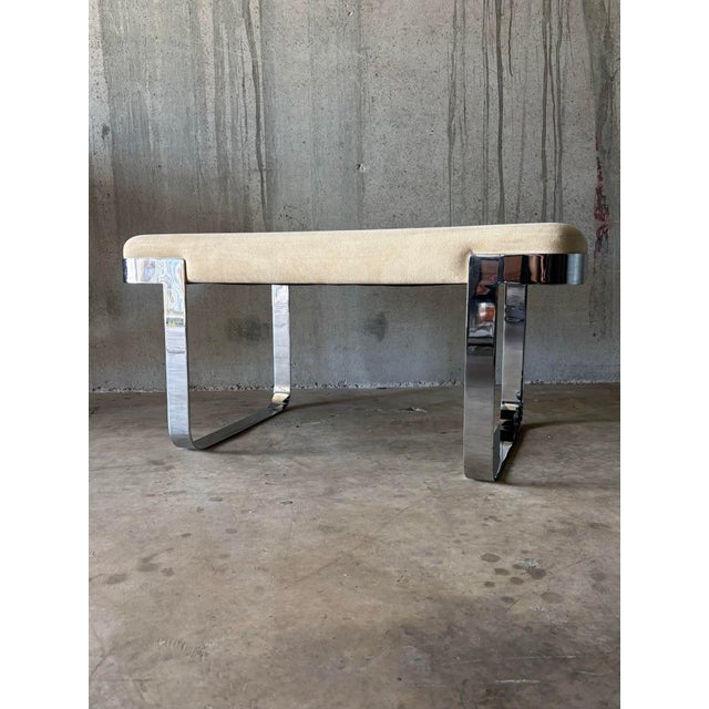 1980s Vintage Mid Century Modern Chrome Bench by Trimark For Sale - Image 5 of 8