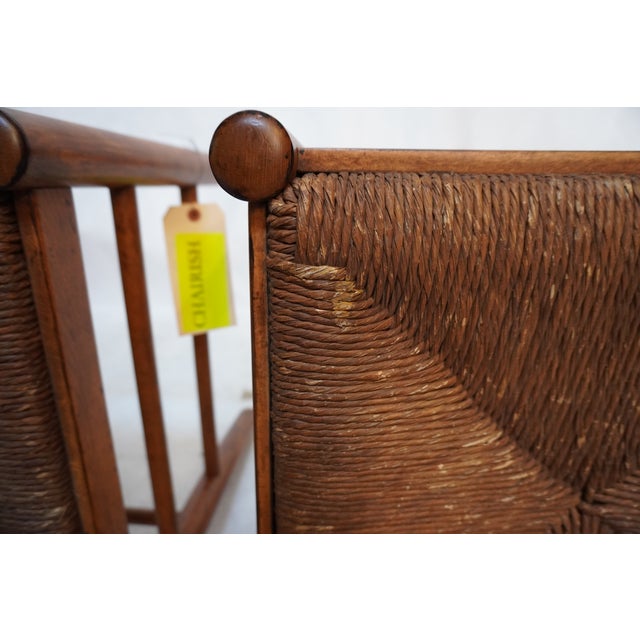Mid 20th Century Set of Four Wooden Dining Chairs With Rush Seats For Sale - Image 16 of 17