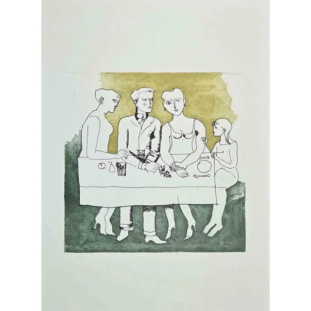 Figures is a Vintage Offset Print on ivory-colored paper, realized by Franco Gentilini ( Italian Painter, 1909-1981), in...