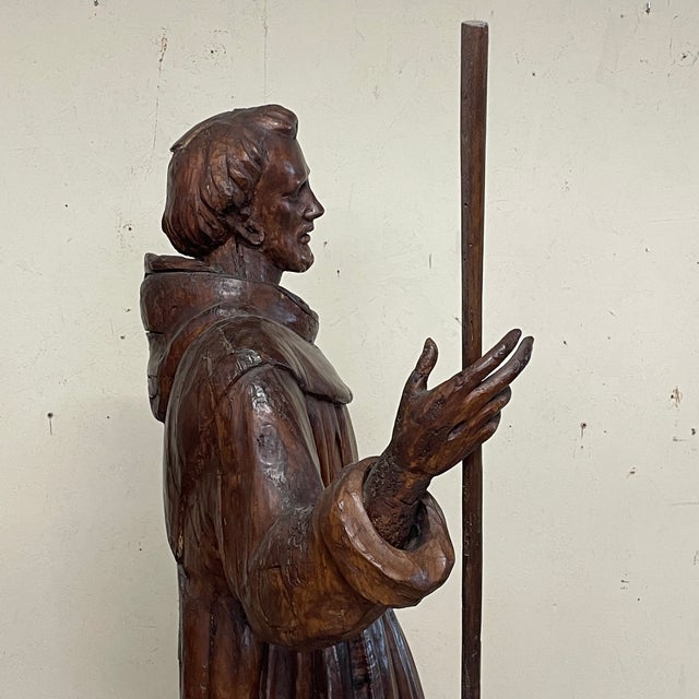 18th Century Baroque Wooden Sculpture of St. Francis of Assisi, Italy For Sale - Image 6 of 18