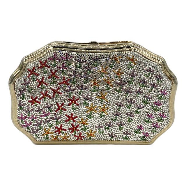 Vintage Judith Leiber Stick Figure Floral Print Minaudiere For Sale