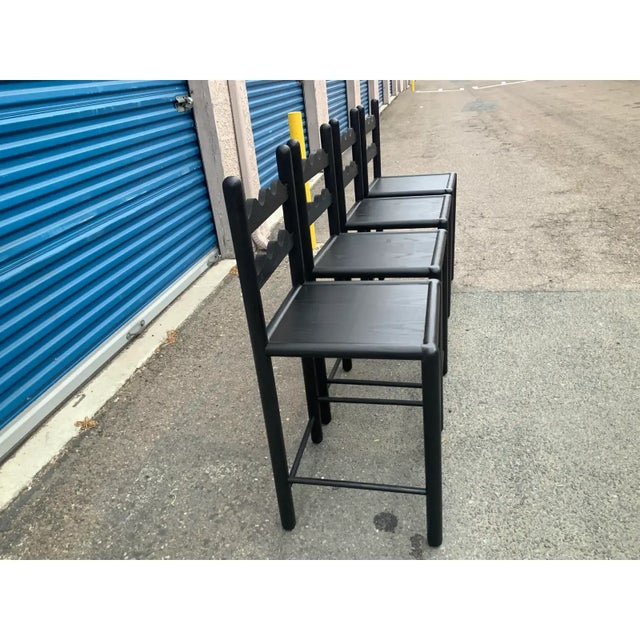 Solid Oak Country French Counter Stools-4 For Sale - Image 4 of 5