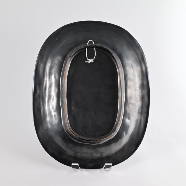 1960s Pair of Large Jean Marais Ceramic Plates, Black Enamel and Terracotta For Sale - Image 5 of 6