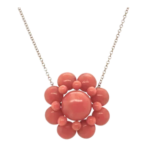 Late 19th Century Victorian 14k Gold Coral Pendant Necklace