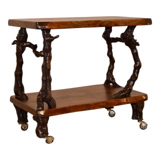 French Grapevine and Walnut Bar Cart For Sale