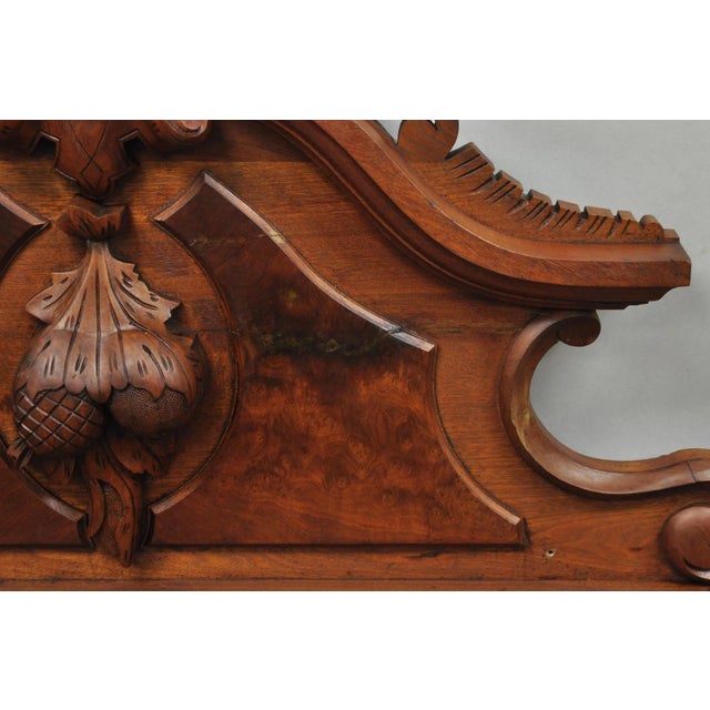 Antique Eastlake Victorian Carved Walnut Oval Mirror Sideboard Backsplash Shelf For Sale - Image 17 of 18