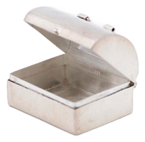 Silver Pill Box Shaped Like a Chest