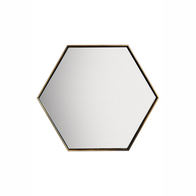 Not Yet Made - Made To Order Italian Medium Hexagonal Cassiopeia Wall Mirror in Burnished Metal For Sale - Image 5 of 5