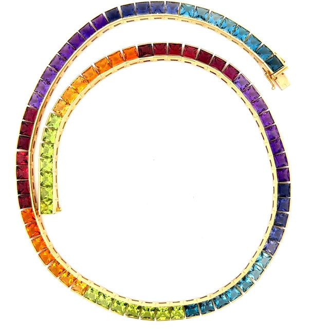 H. Stern 18k Gold Brazilian Rainbow Gemstone Necklace, 49.80 Carats, Circa 1990 For Sale In Miami - Image 6 of 18