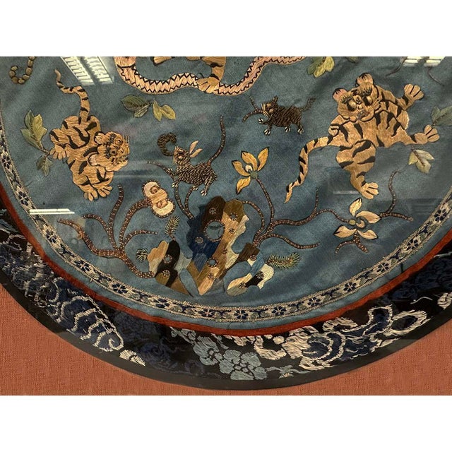 Textile Framed Antique Chinese Qing Dynasty Embroidery 24lp126 For Sale - Image 7 of 8
